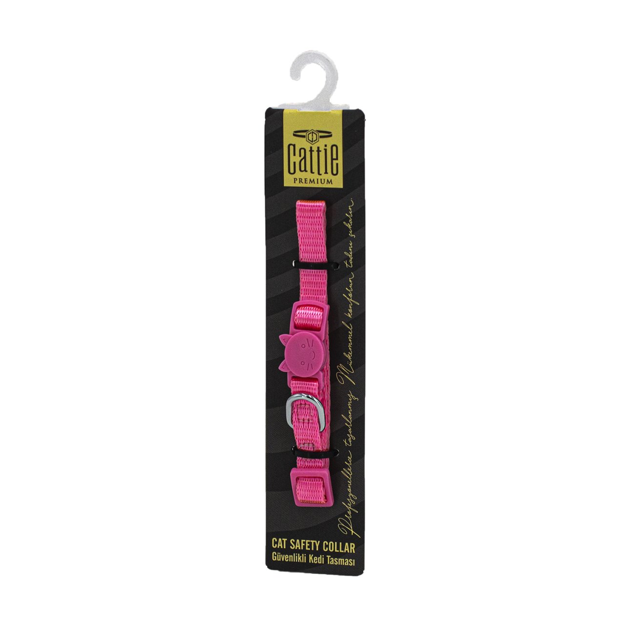 Cattie Güvenlik Tokalı Dokumadan El Yapımı Kedi Boyun Tasması 1x15-25cm - Pink