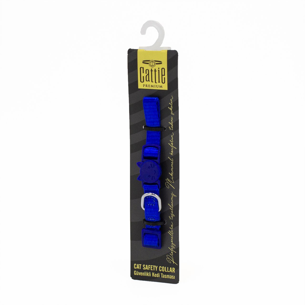 Cattie Güvenlik Tokalı Dokumadan El Yapımı Kedi Boyun Tasması 1x15-25cm - Royal Blue