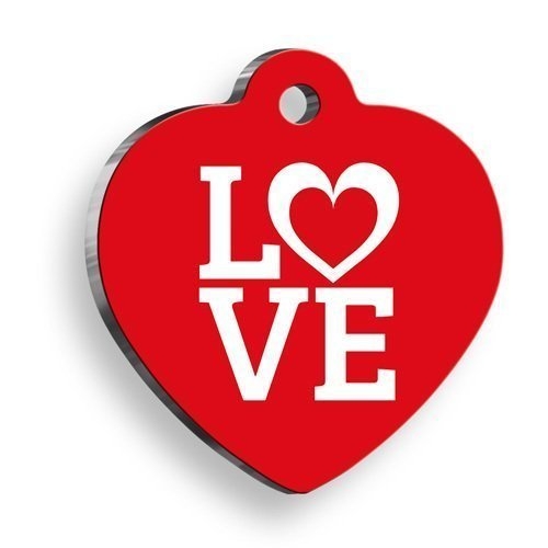 Love Kırmızı Kalp Kedi ve Köpek Künyesi