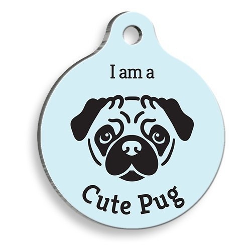 Mavi Pug Yuvarlak Köpek Künyesi