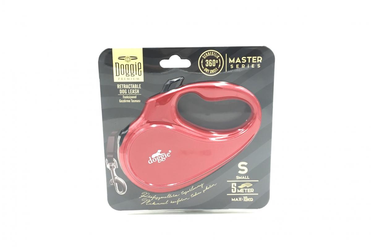 Doggie Master Seri Otomatik Makaralı Köpek Gezdirme 15 kg / 5 M Kırmızı