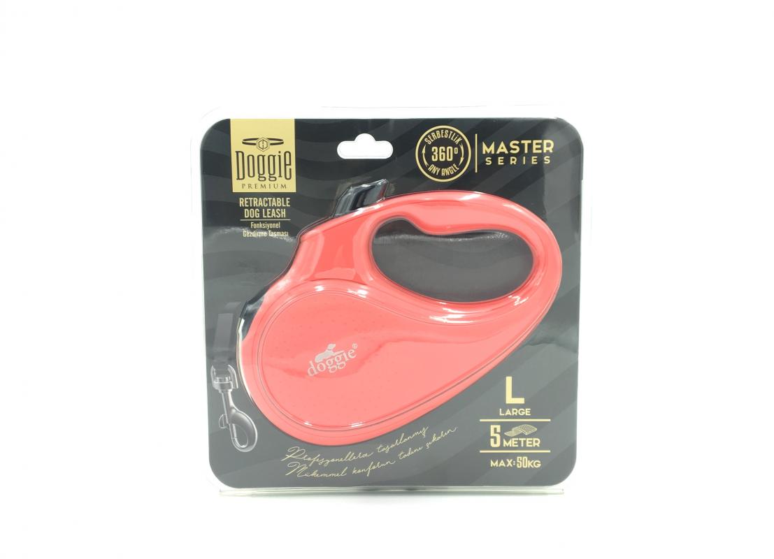 Doggie Master Seri Otomatik Makaralı Köpek Gezdirme 15 kg / 5 M Pembe