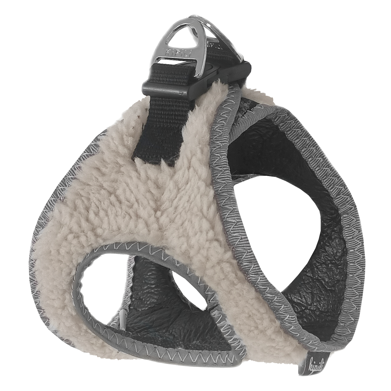 Üç Kilitli Kürklü Kedi Köpek Göğüs Tasması 20-24 cm XXX-Small Krem