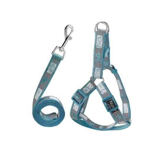Köpek Göğüs Tasma Seti Köpek Desenli 120 cm-34 cm-47 cm Açık Mavi
