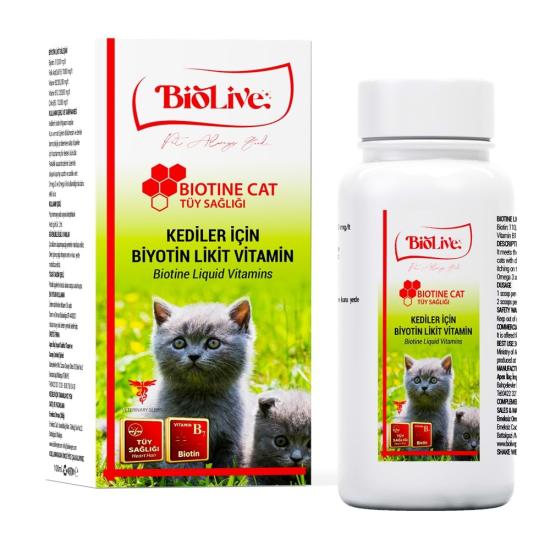 Biolive Kediler İçin Biotine Tüy Sağlığı Likit Vitamin 100ml