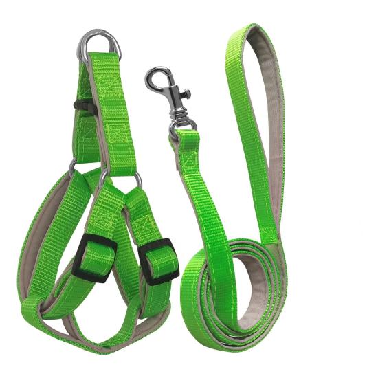 Gezdirme Kayışlı Dokuma Köpek Göğüs Tasma Seti 52*73-110 cm Neon Yeşil